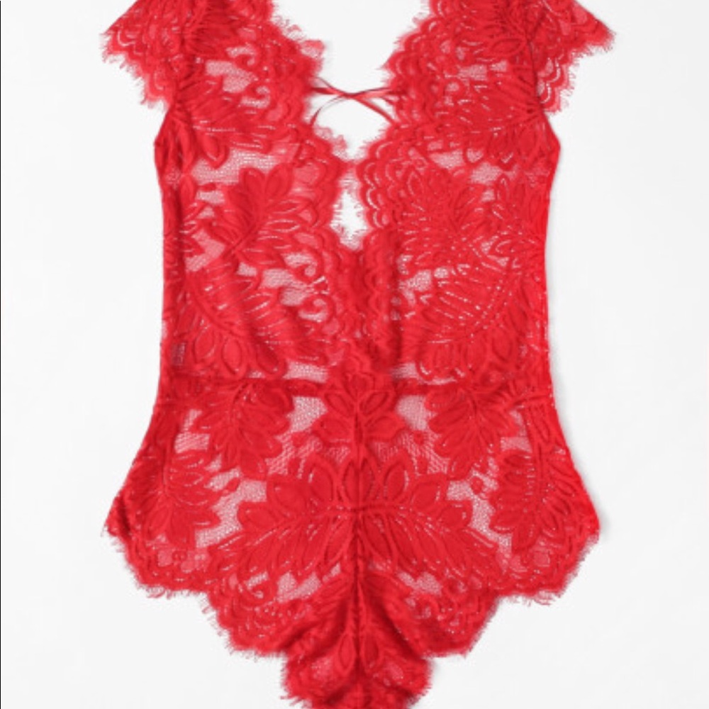 Lace trim body suit